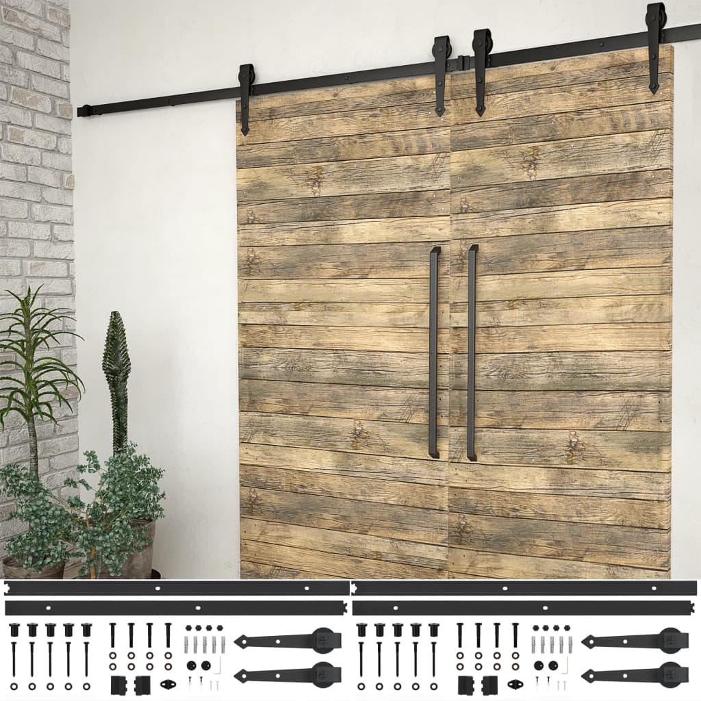Vidaxl hardware sets for sliding doors 2 st 200 cm steel black