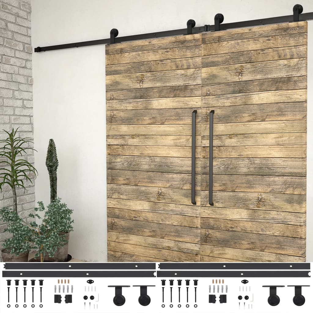 Vidaxl hardware sets for sliding doors 2 st 200 cm steel black