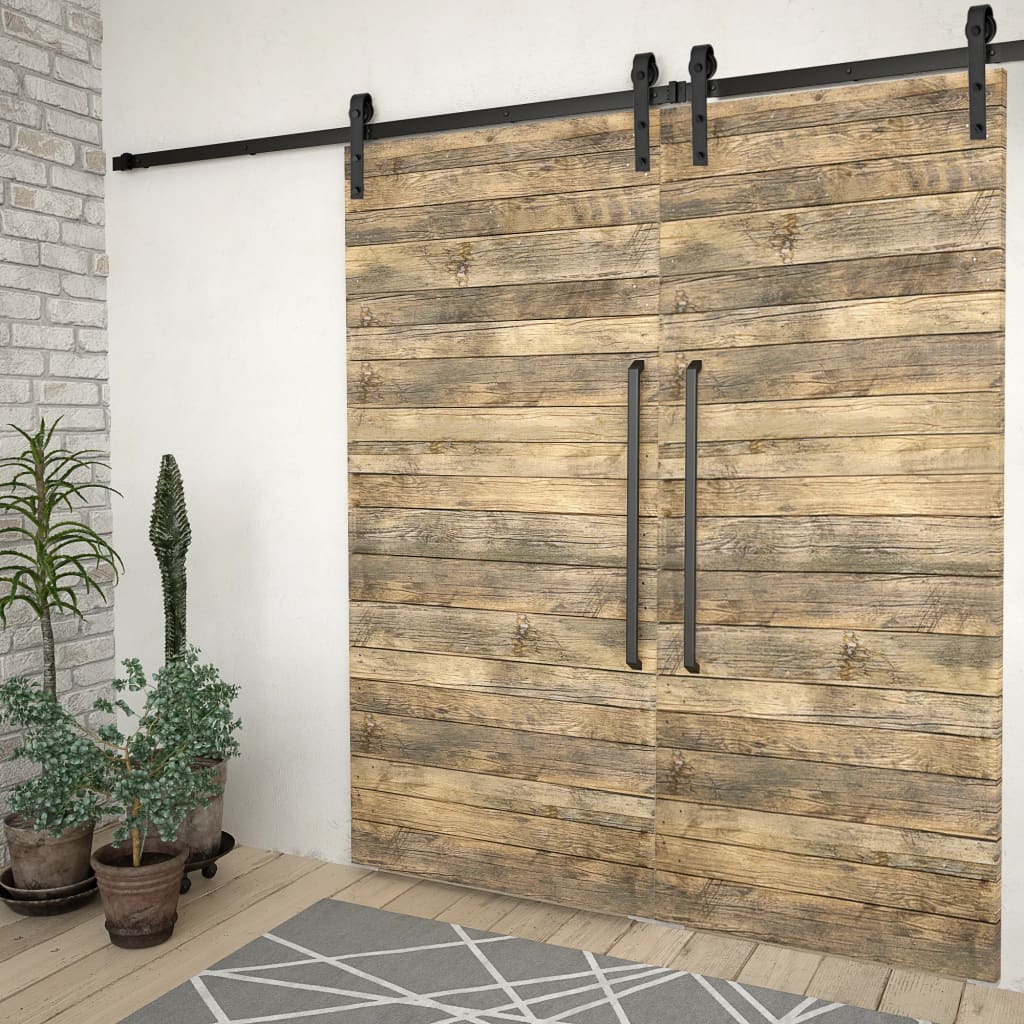 Vidaxl hardware sets for sliding doors 2 st 183 cm steel black