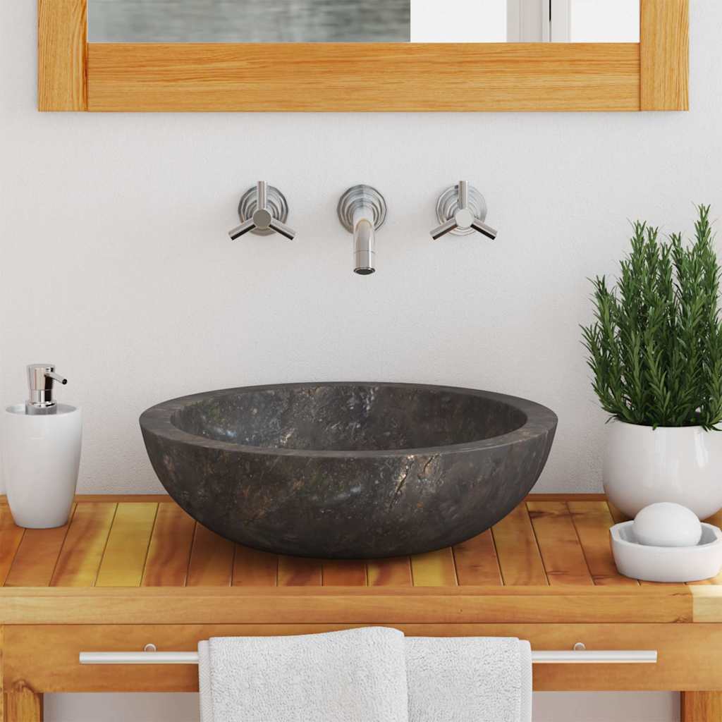 Vidaxl Sink Ø40x12 cm Marble grigio