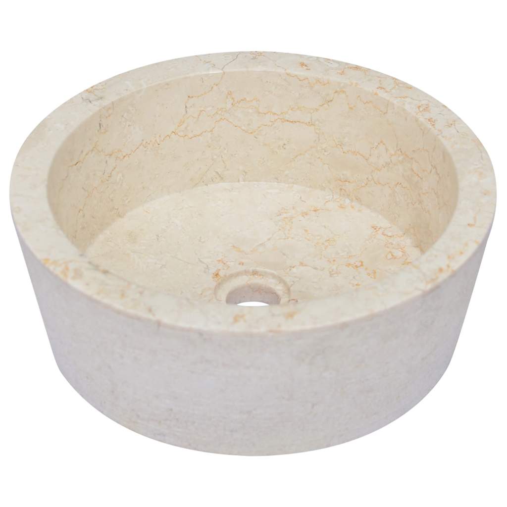 Vidaxl gootsteen ø40x15 cm marmer crèmekleurig