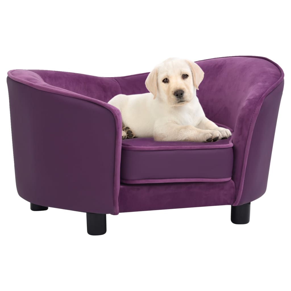 VidaXL dog bank 69x49x40 cm Pluche and artificial leather burgundy red
