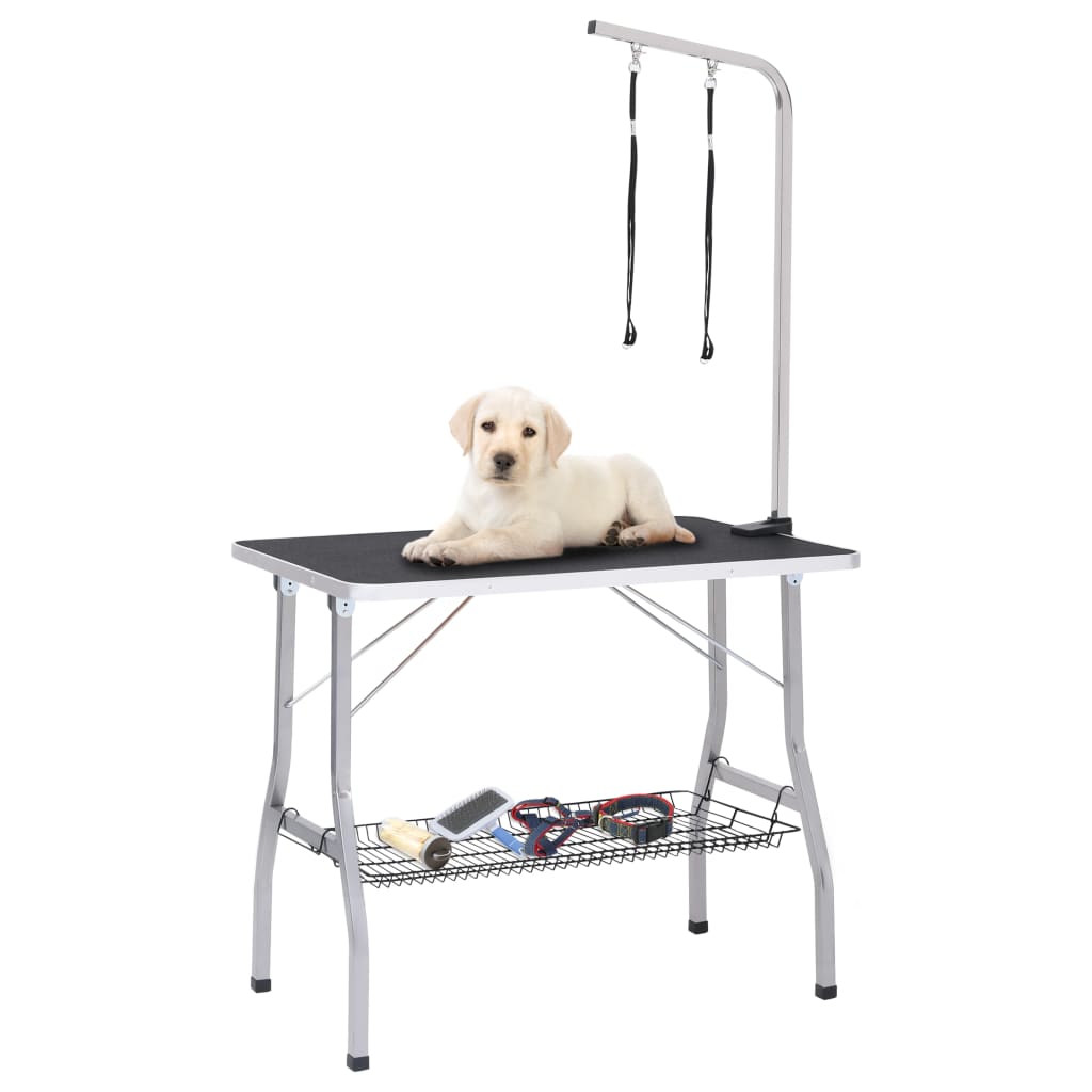 Vidaxl hundtrimbord justerbar med 2 slingor och lagringsvetenskap