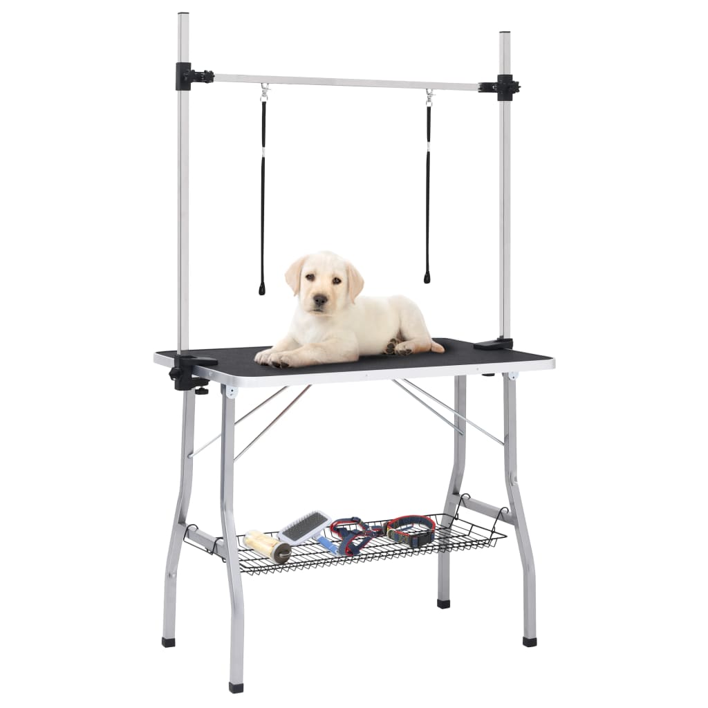 Vidaxl hundtrimbord justerbar med 2 slingor och lagringsvetenskap