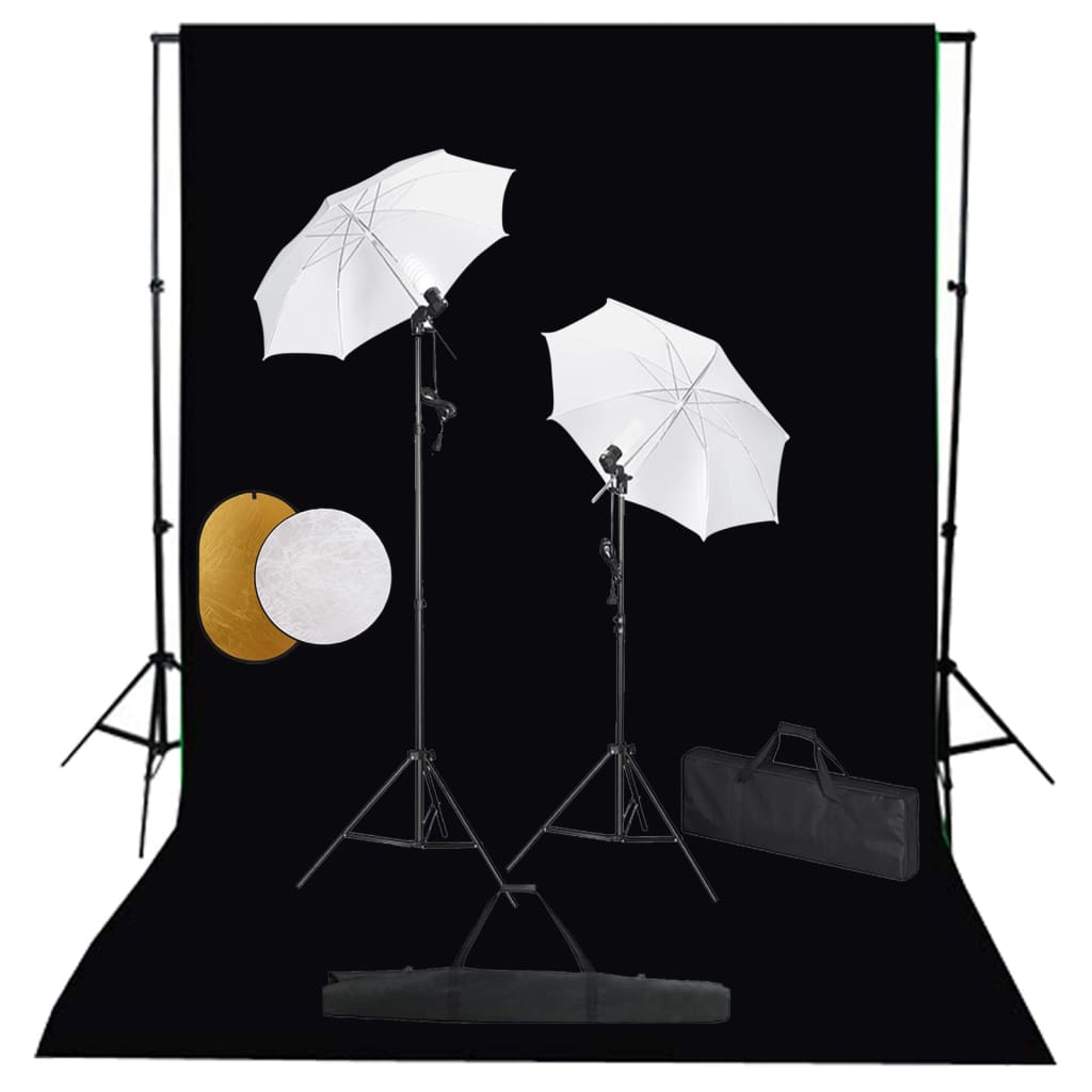 Vidaxl Photo Studio Set s lampami, deštníky, pozadím a reflektorem