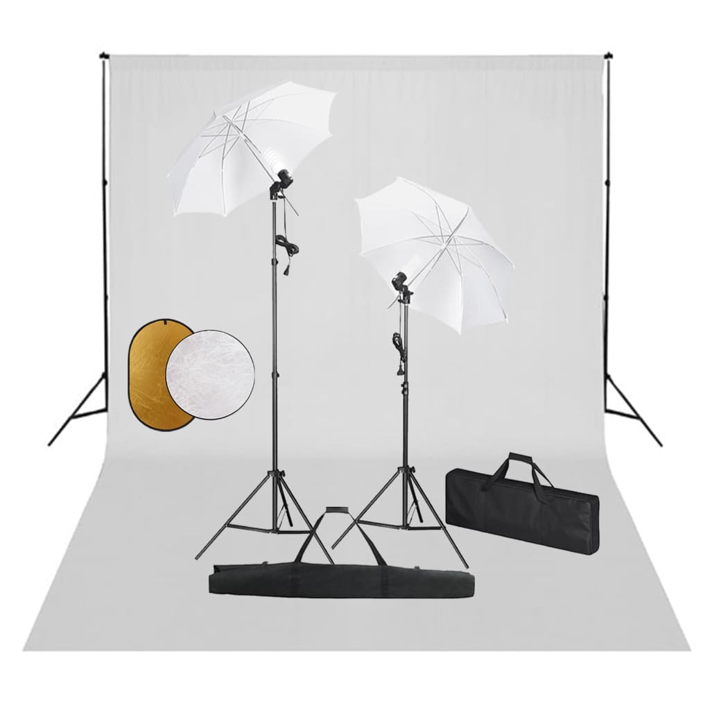 Vidaxl Photo Studio Set s lampami, deštníky, pozadím a reflektorem