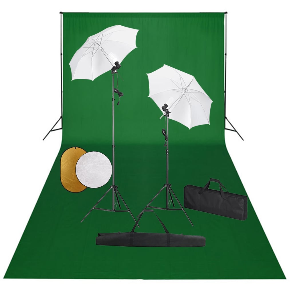 Vidaxl Photo Studio Set s lampami, deštníky, pozadím a reflektorem