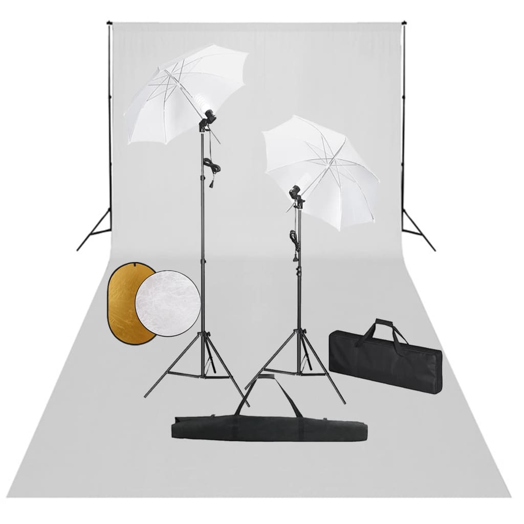Vidaxl Photo Studio Set s lampami, deštníky, pozadím a reflektorem