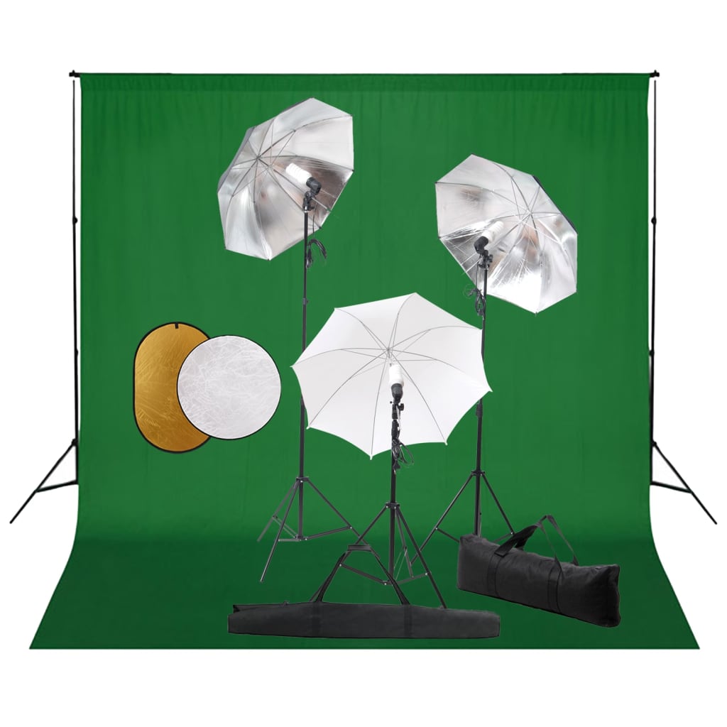 Vidaxl Photo Studio Set s lampami, deštníky, pozadím a reflektorem