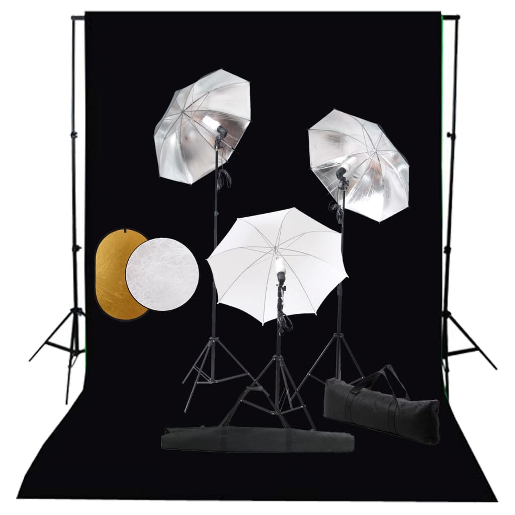 Vidaxl Photo Studio Set s lampami, deštníky, pozadím a reflektorem