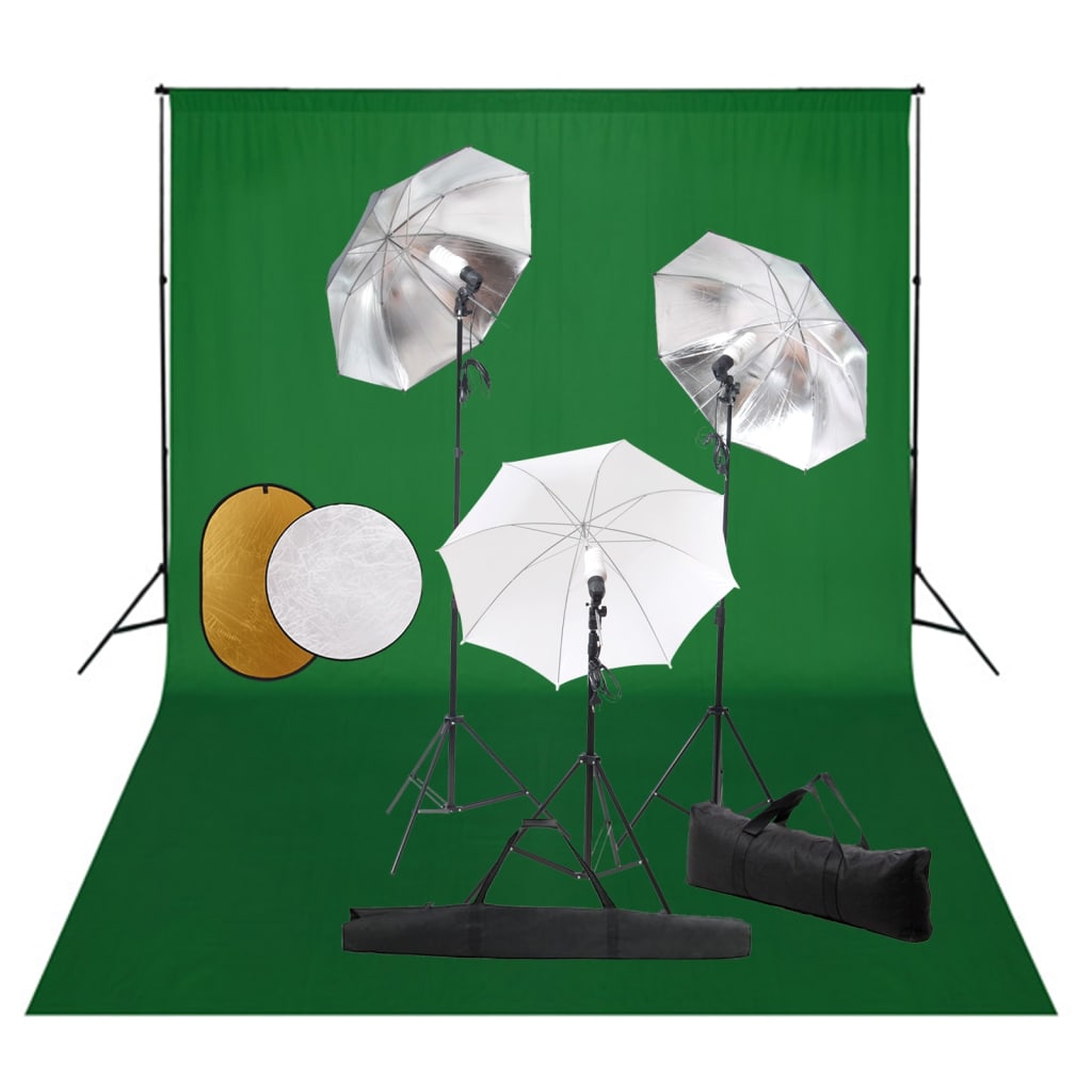 Vidaxl Photo Studio Set s lampami, deštníky, pozadím a reflektorem