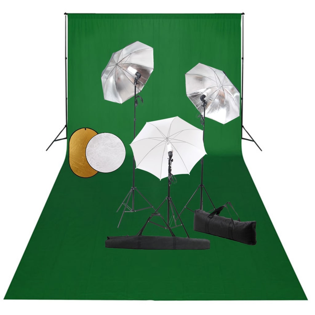 Vidaxl Photo Studio Set s lampami, deštníky, pozadím a reflektorem