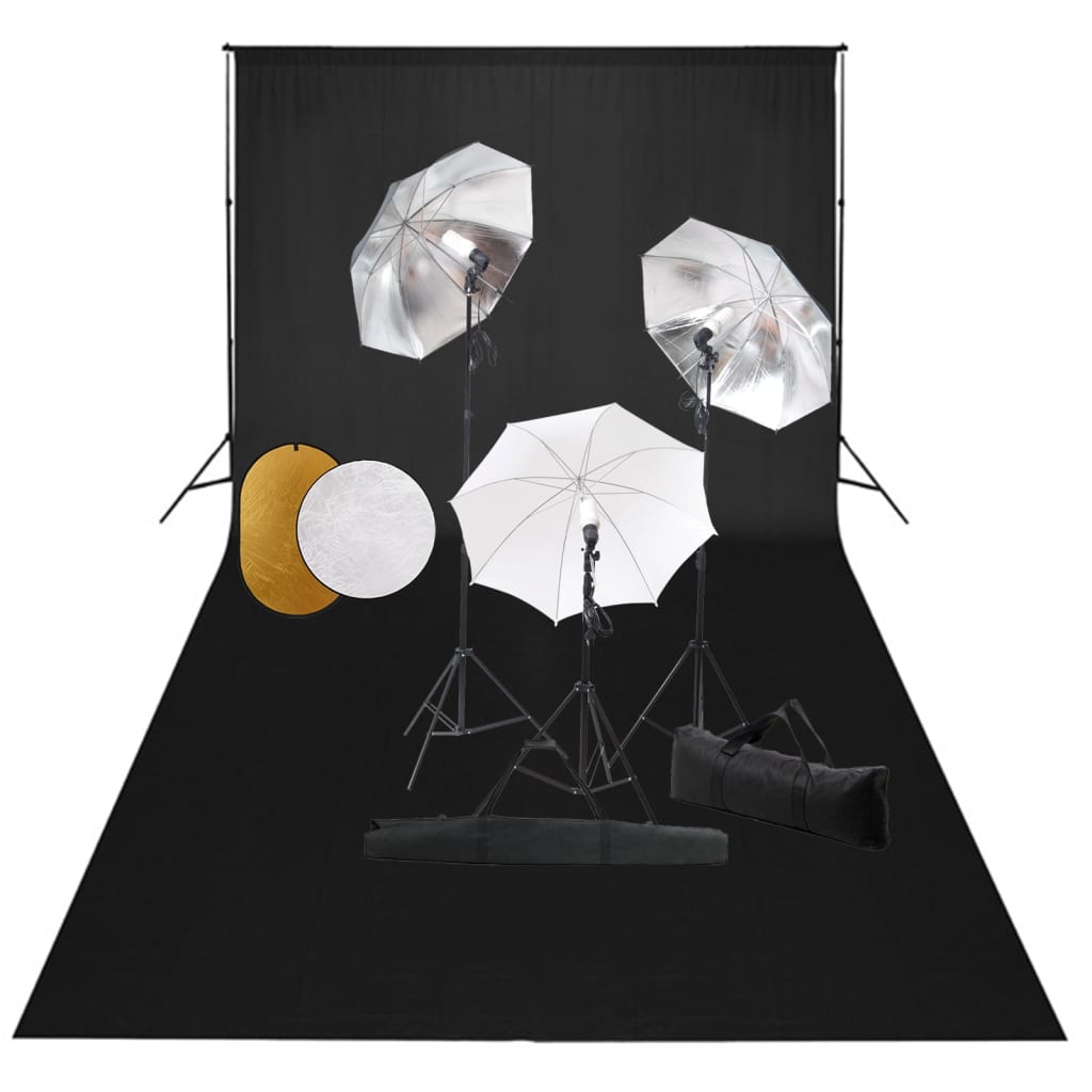 Vidaxl Photo Studio Set s lampami, deštníky, pozadím a reflektorem