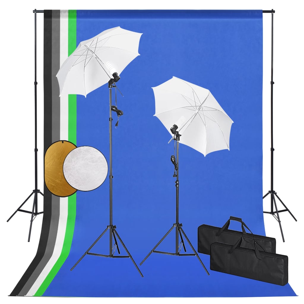 Vidaxl Photo Studio Set s lampami, deštníky, pozadím a reflektorem