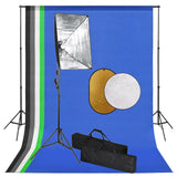 VidaXL Photo Studio Kit with Softbox Lights, Background and Reflector