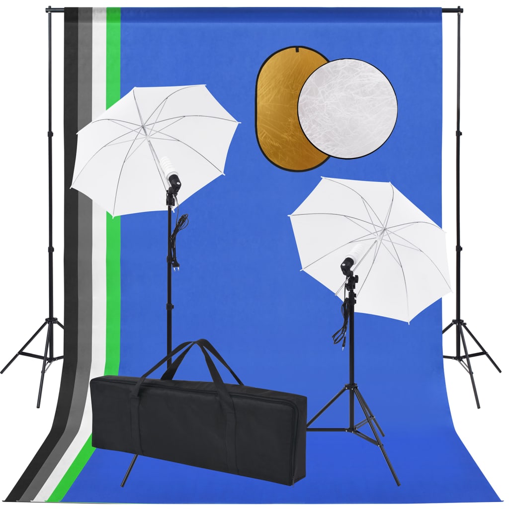 Vidaxl Photo Studio Set s lampami, deštníky, pozadím a reflektorem