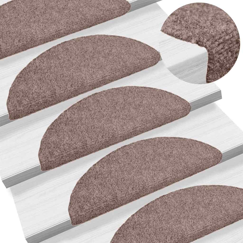 Vidaxl stair mats self -adhesive 5 st 56x17x3 cm needle felt brown