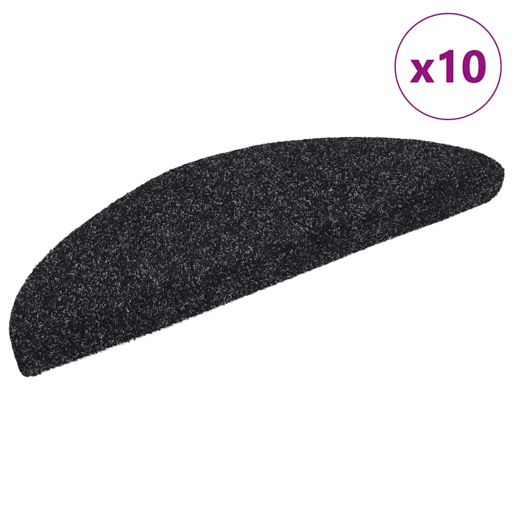 Vidaxl stair mats self -adhesive 10 pieces 56x17x3 cm black hemisphere