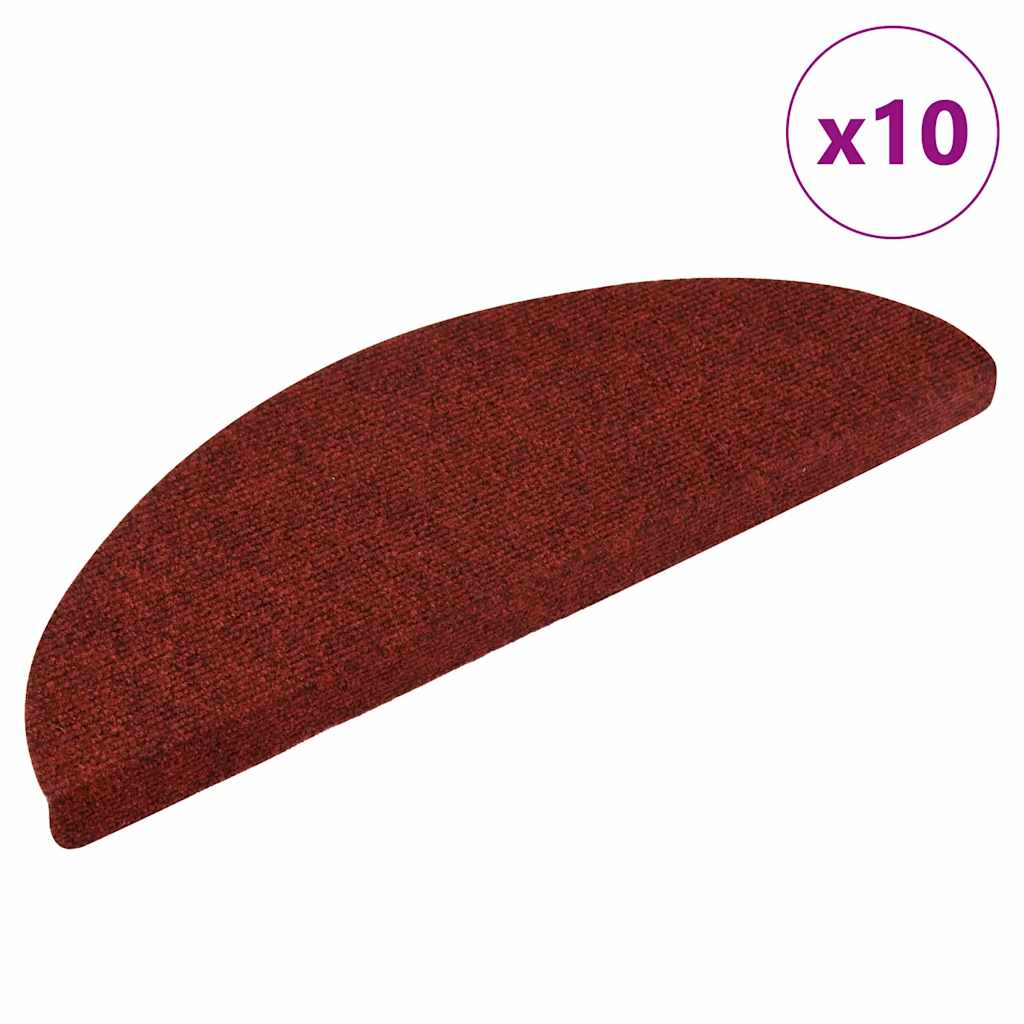 Vidaxl Stair Mats Self Adhesive 10 St 56x17x3 cm Bordeaux Red Semiodround