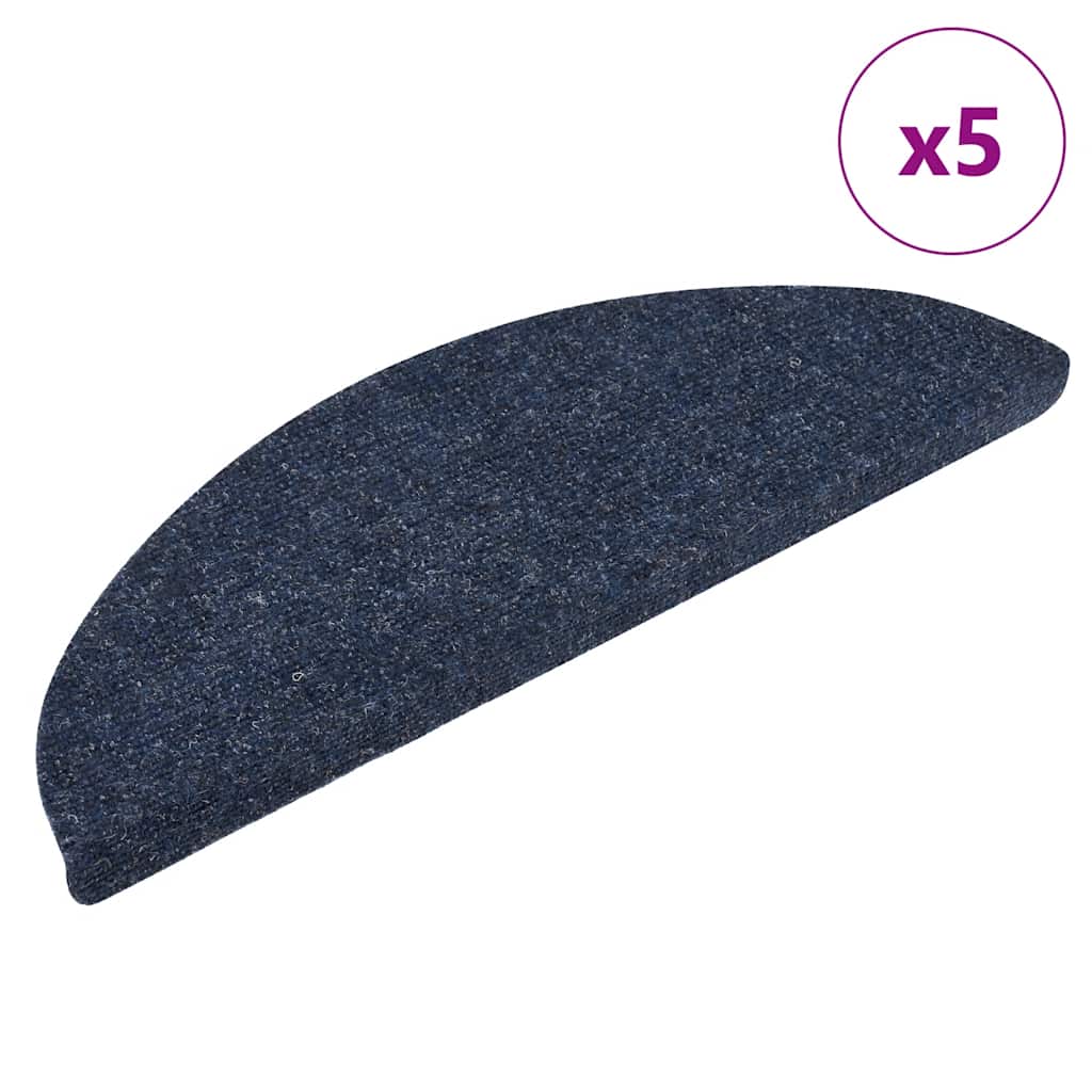 Vidaxl Treppenmatten Selbstadhäsiv 5 ST 56x17x3 cm Nadel Blau gefühlt