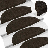 Vidaxl Self-Adhesive Stair Mats, Pack of 5, 56x17x3 cm, Dark Brown, Half-Round