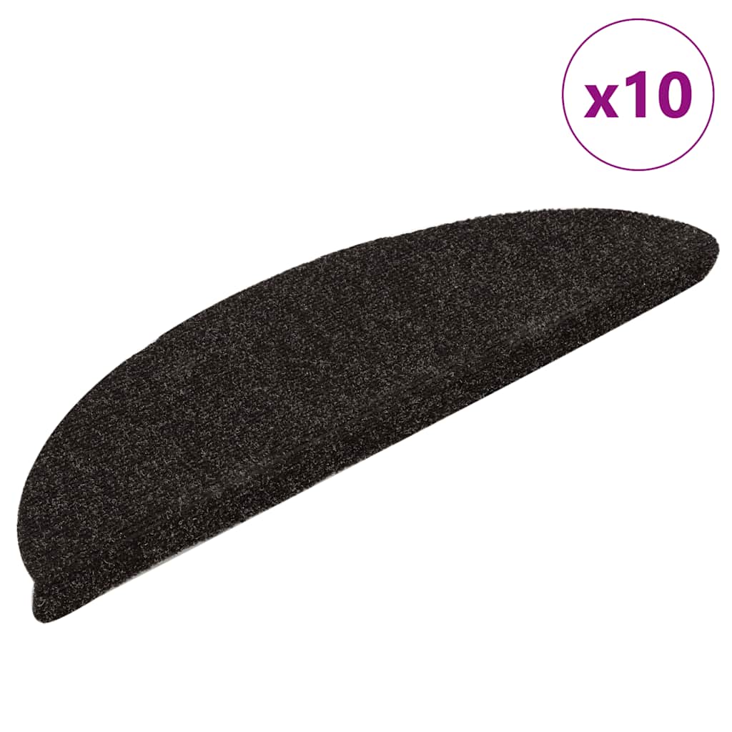 Esteras de escalera de Vidaxl autoadhesivo 10 st 56x17x3 cm aguja sentida marrón oscuro