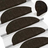 Esteras de escalera de Vidaxl autoadhesivo 10 st 56x17x3 cm aguja sentida marrón oscuro