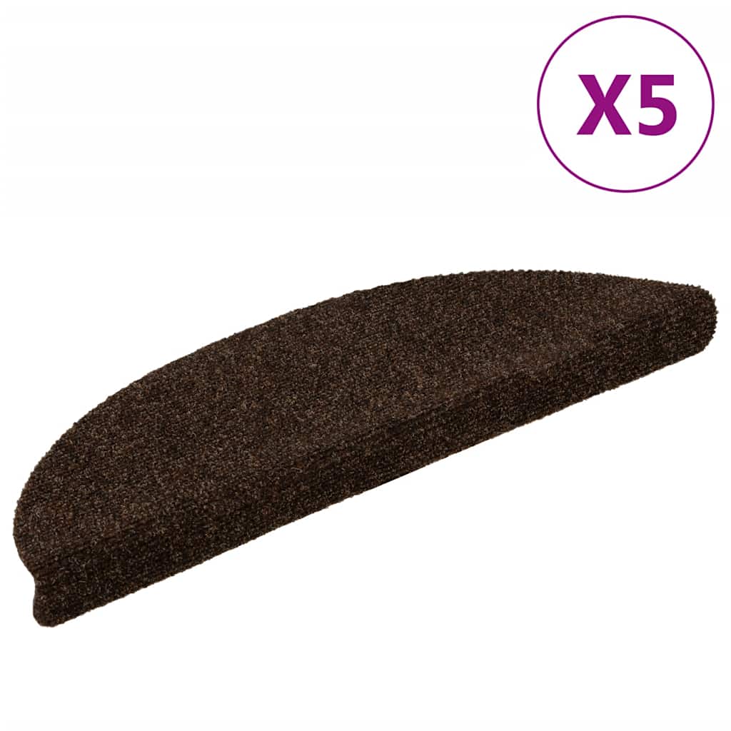 Vidaxl stair mats self -adhesive 5 pieces 56x17x3 cm brown semi -rounds