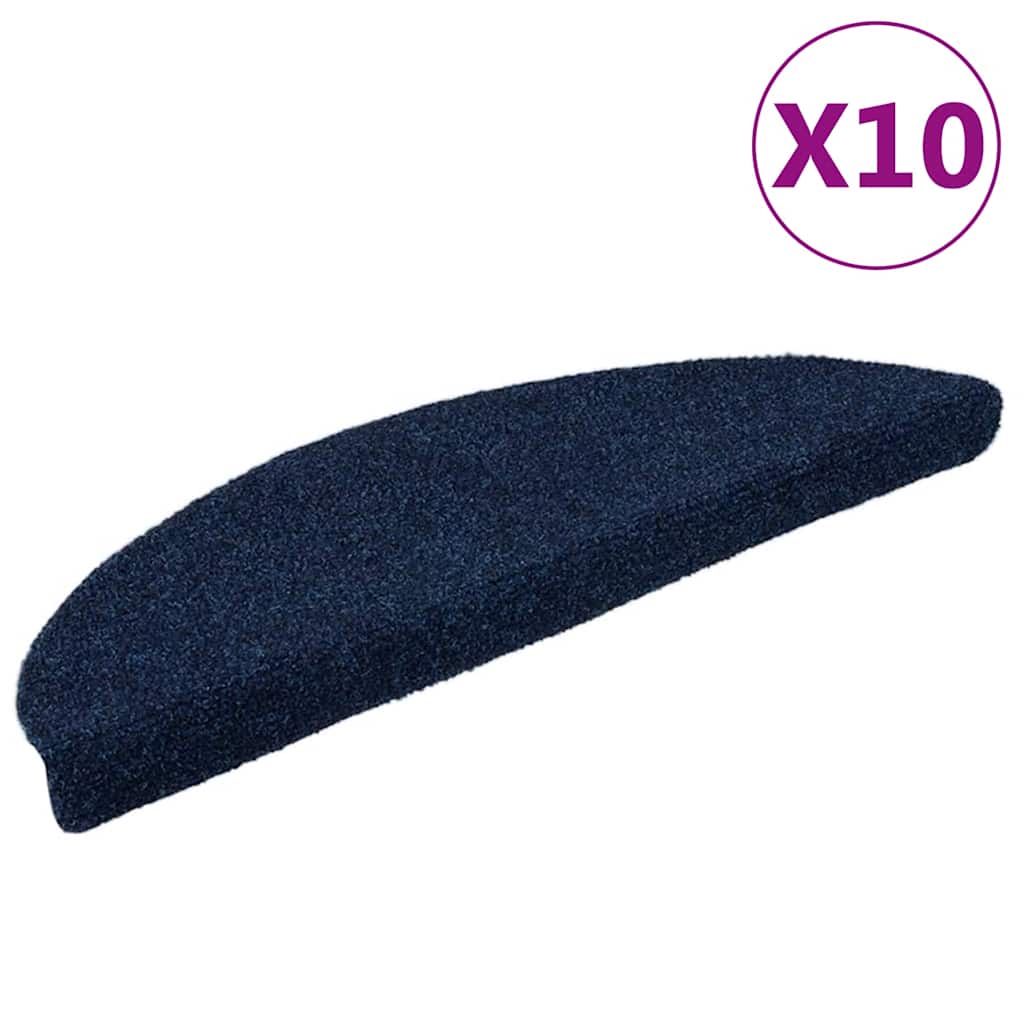 Vidaxl Schodišťové rohože Self -Adhesive 10 ST 56x17X3 CM jehla plstěná námořnická modrá