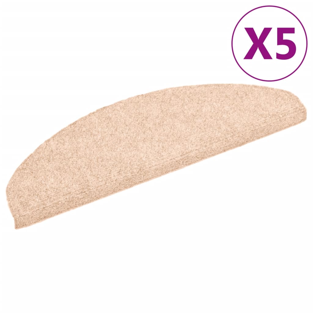 Vidaxl stair mats self -adhesive 5 pieces 65x21x4 cm crème half -round large