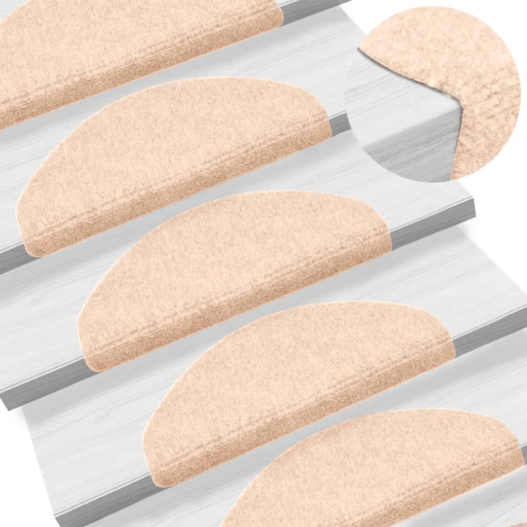Vidaxl stair mats self -adhesive 5 pieces 65x21x4 cm crème half -round large