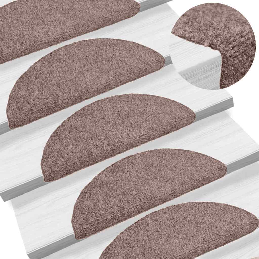 Vidaxl Stair tapetes auto -adesivos 10 peças 65x21x4 cm Crème meio -ouro grande