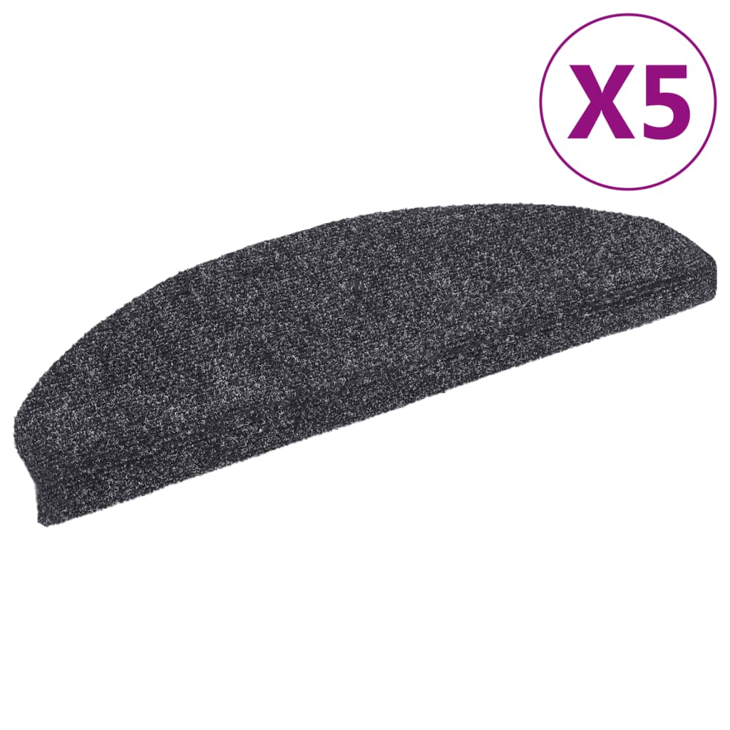 Vidaxl stair mats self -adhesive 5 pieces 65x21x4 cm dark gray hemisphere large