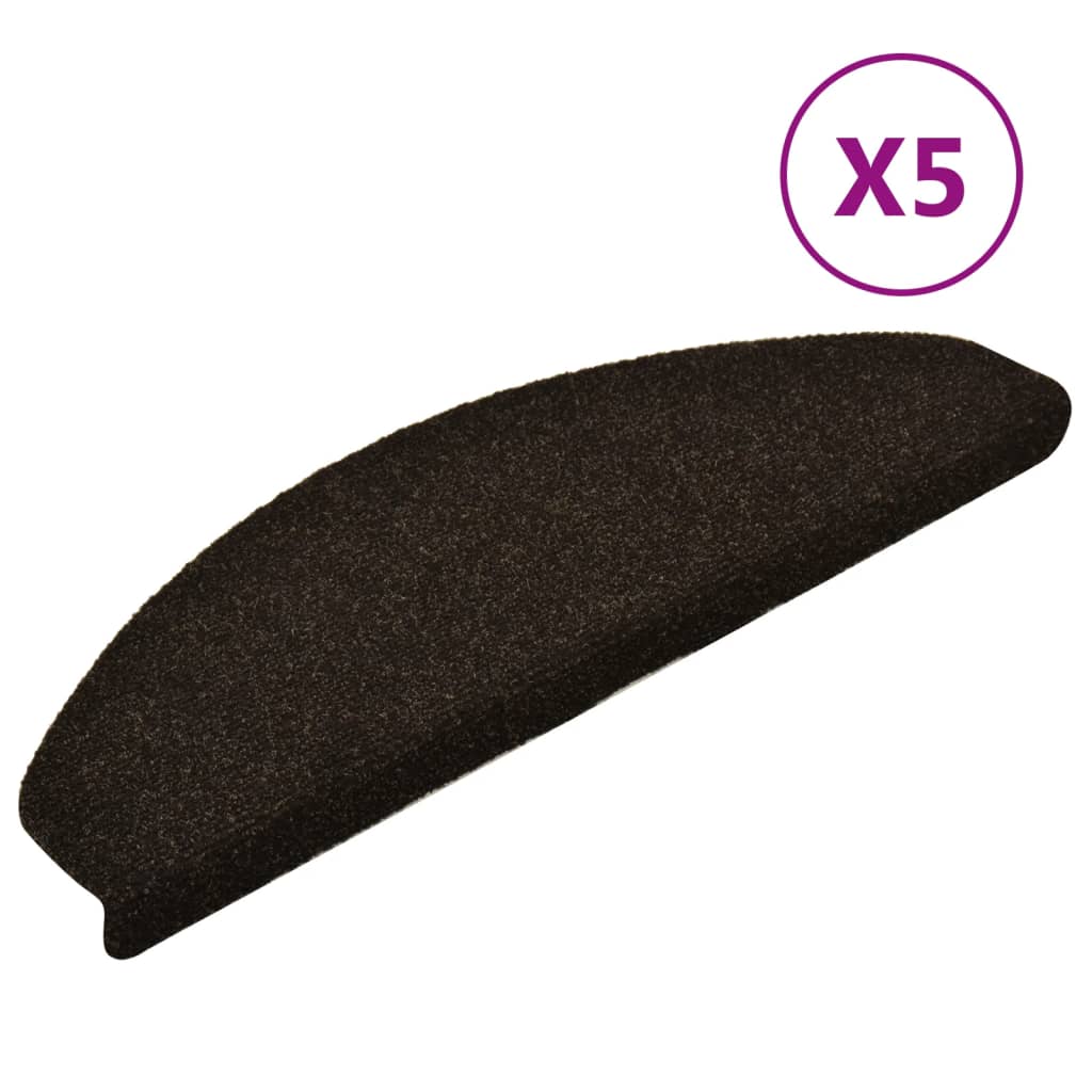 Vidaxl Stair Mats Self -fast 5 st 65x21x4 cm nål føltes mørkebrun