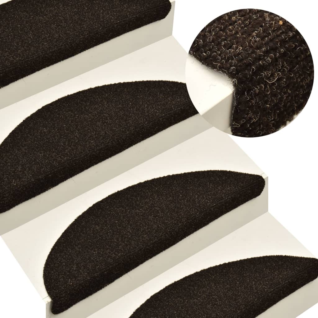 Vidaxl Stair Mats Self -fast 5 st 65x21x4 cm nål føltes mørkebrun