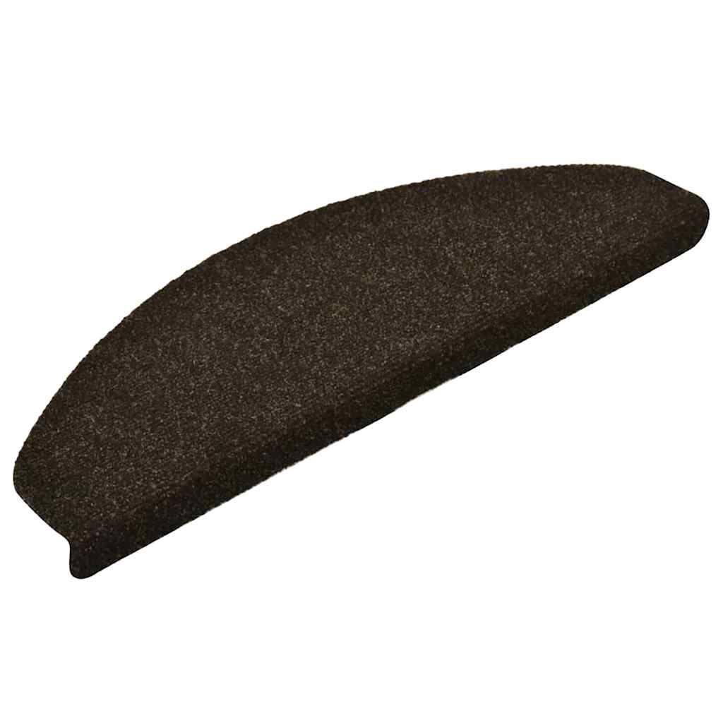 Vidaxl stair mats self -adhesive 10 pcs 65x21x4 cm needle felt dark brown