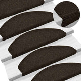 Vidaxl stair mats self -adhesive 10 pcs 65x21x4 cm needle felt dark brown