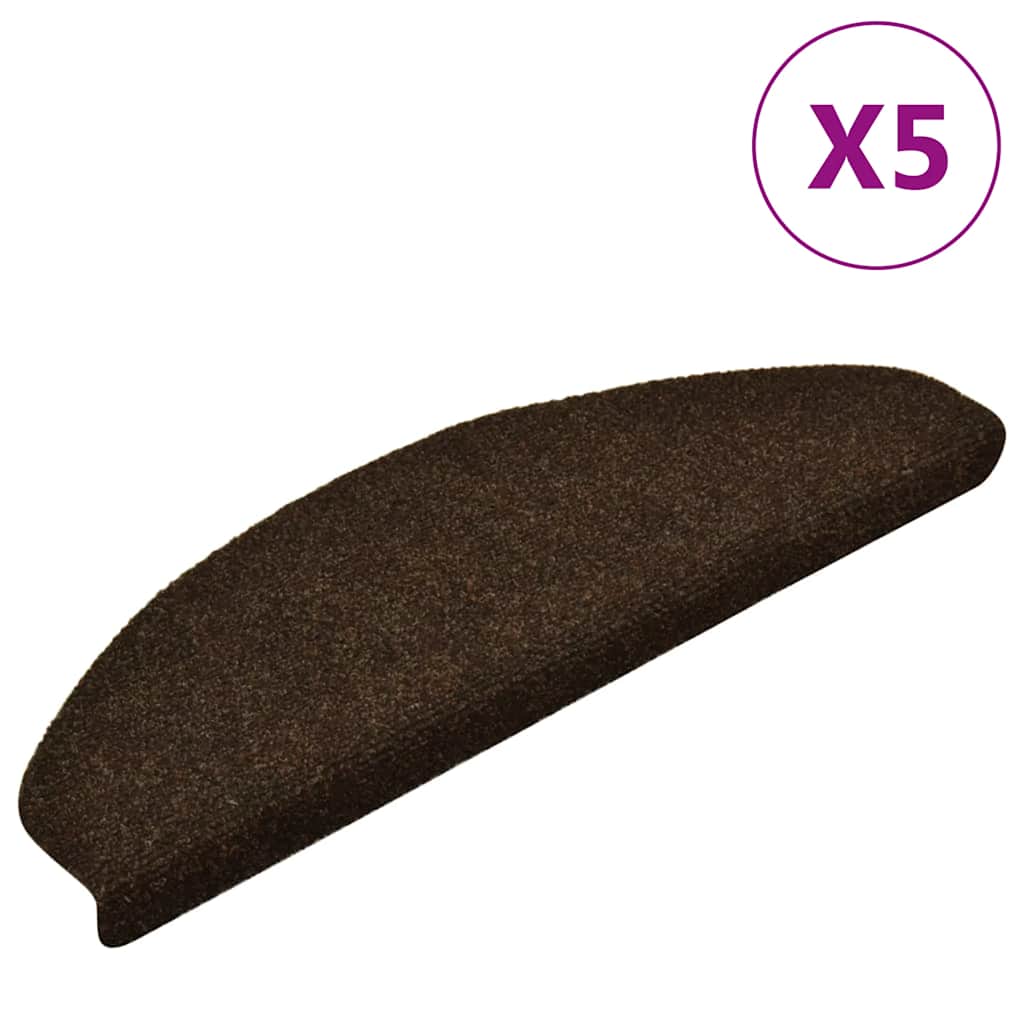 Vidaxl stair mats self -adhesive 5 pieces 65x21x4 cm brown semi -rounds large