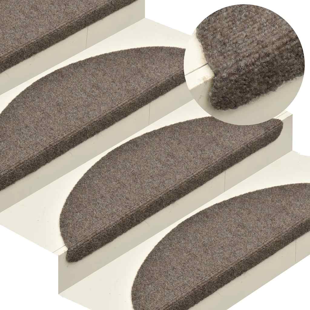 Vidaxl stair mats self-adhesive 10 pcs 65x21x4 cm beige half-round large