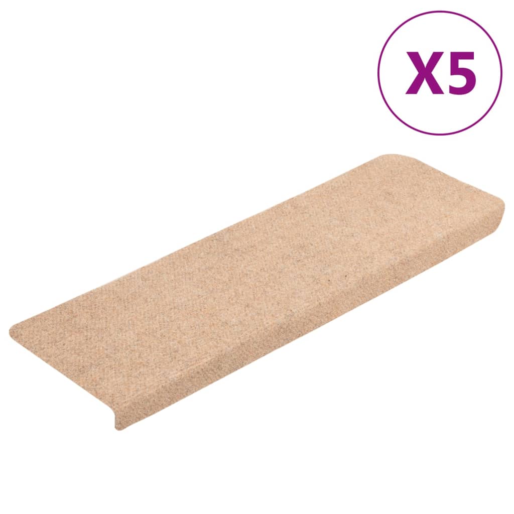 Vidaxl stair mats self -adhesive 5 pieces 65x21x4 cm Cream rectangular edge