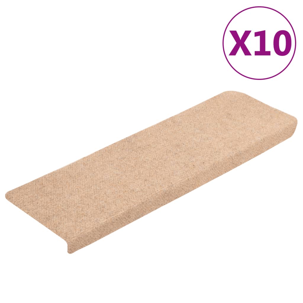 Vidaxl stair mats self -adhesive 10 pieces 65x21x4 cm cream with rectangular edge