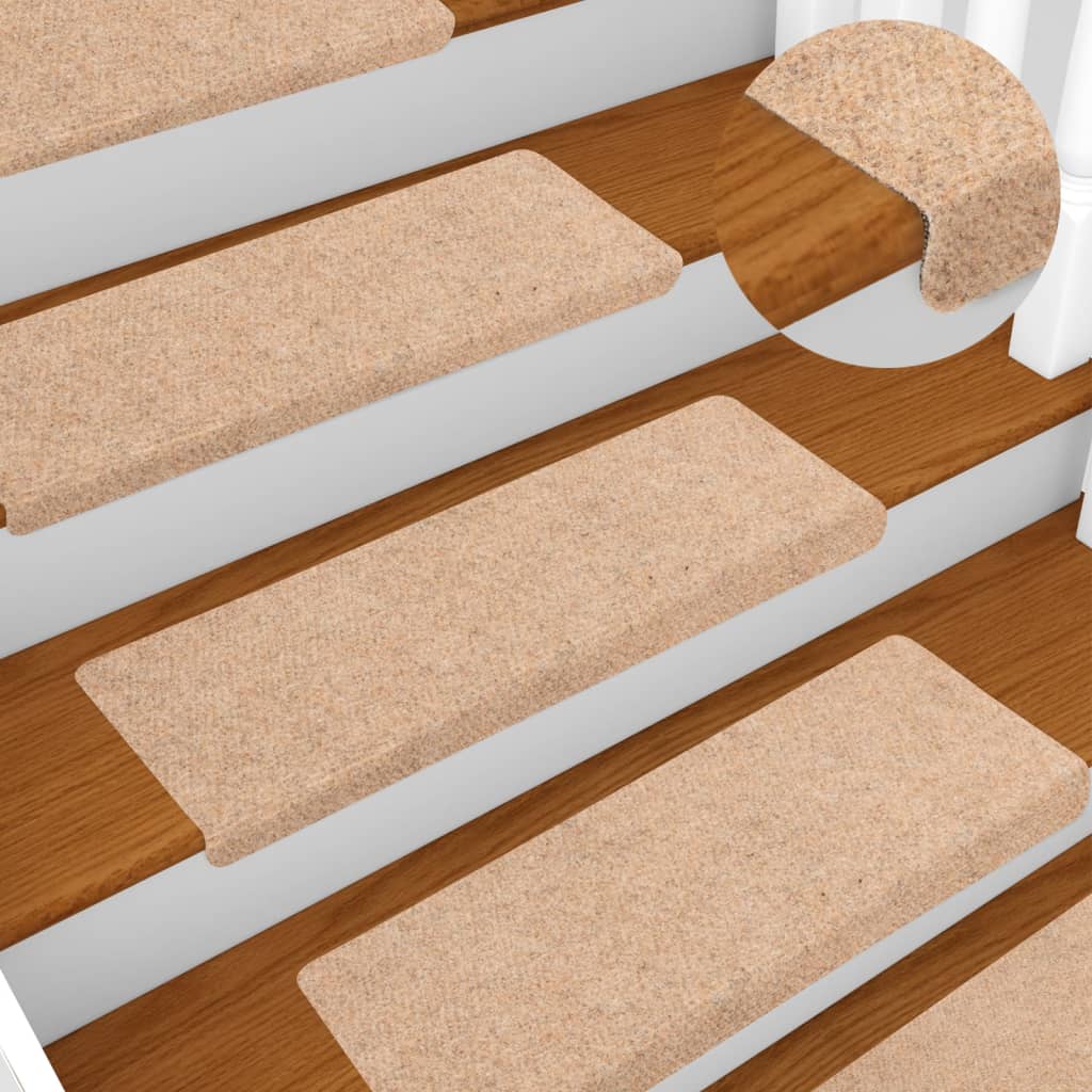 Vidaxl stair mats self -adhesive 10 pieces 65x21x4 cm cream with rectangular edge