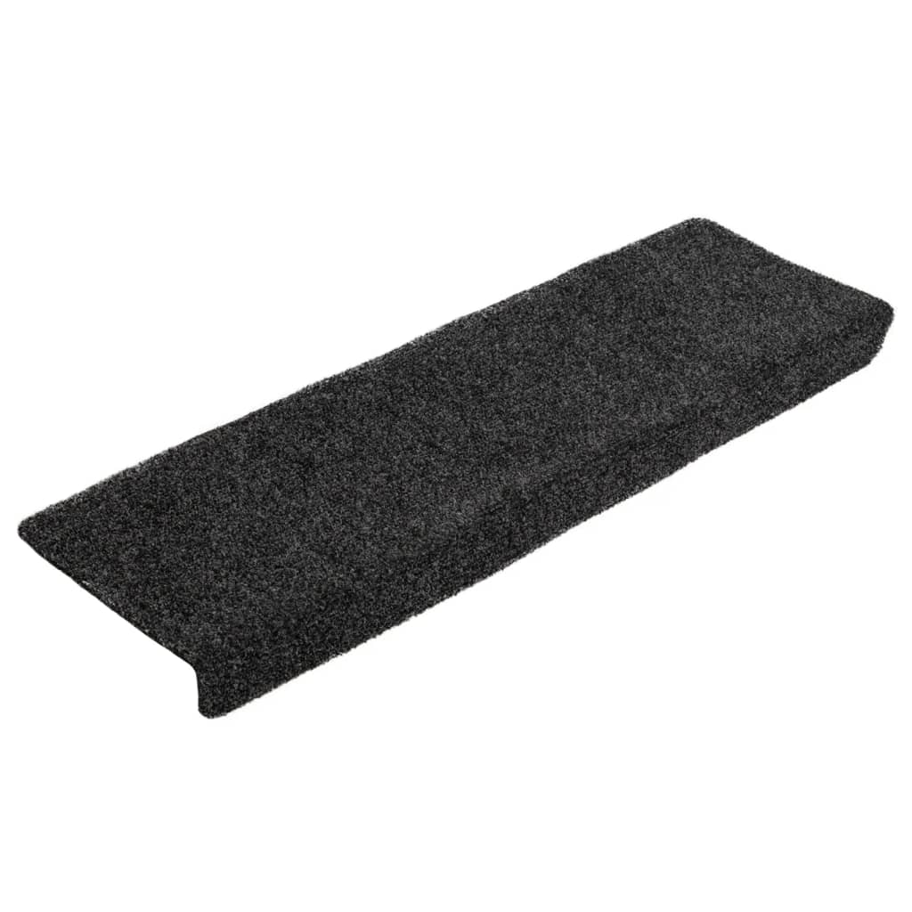 Vidaxl Self-Adhesive Stair Mats 10 Pieces 65x21x4 cm Black Rectangular Edge