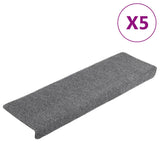 Vidaxl stair mats self -adhesive 5 pieces 65x21x4 cm light gray rectangular edge
