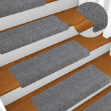 Vidaxl stair mats self -adhesive 5 pieces 65x21x4 cm light gray rectangular edge