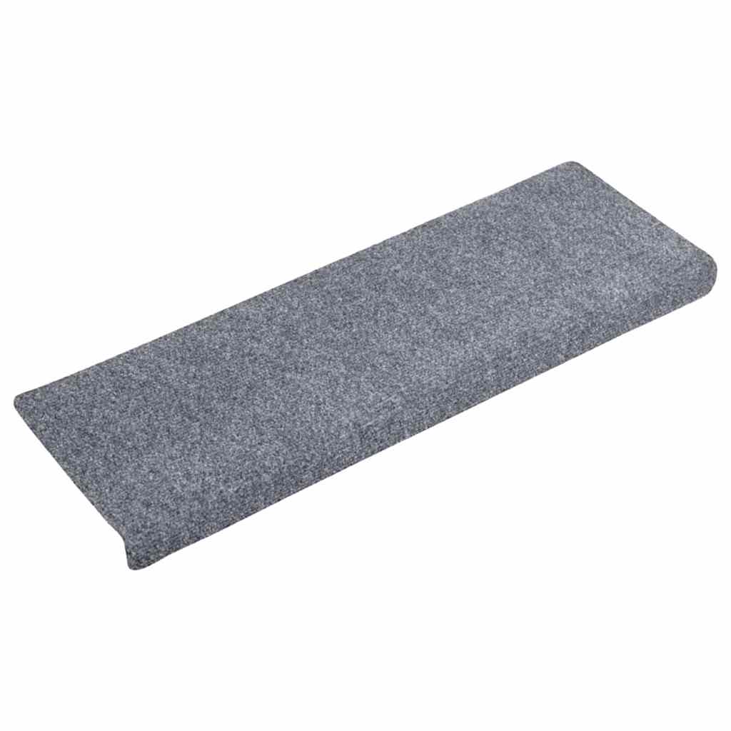 Vidaxl Stair tapetes auto -adesivo 10 pedaços 65x21x4 cm cinza claro com borda retangular