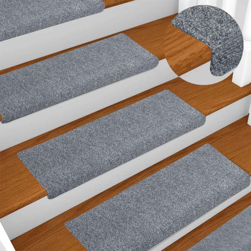 Vidaxl Stair tapetes auto -adesivo 10 pedaços 65x21x4 cm cinza claro com borda retangular