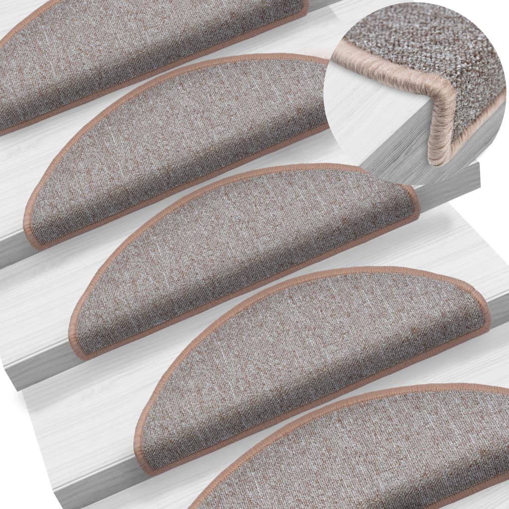 Tapis d'escalier vidaxl 10 st 65x24x4 cm Hémisphère brun clair grand