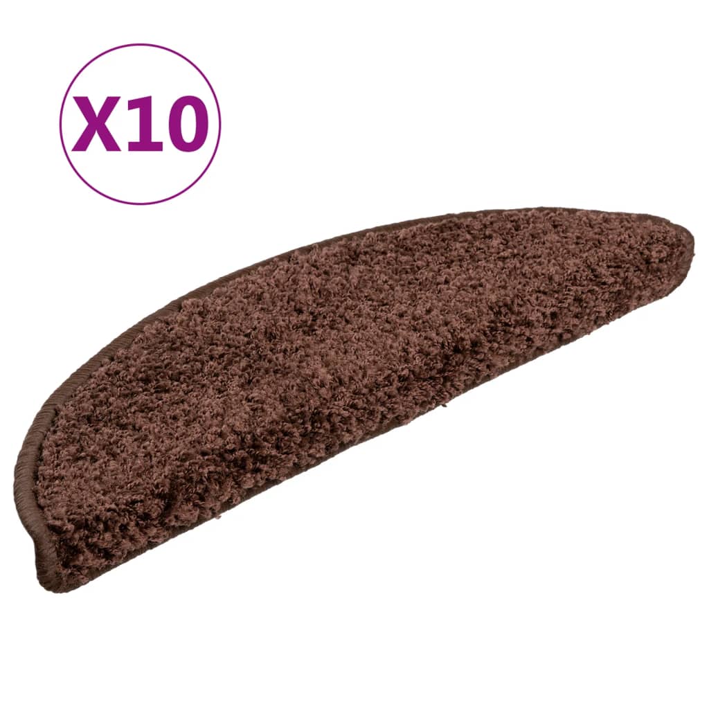 Vidaxl stair mats 10 st 56x17x3 cm brown semi -rounds