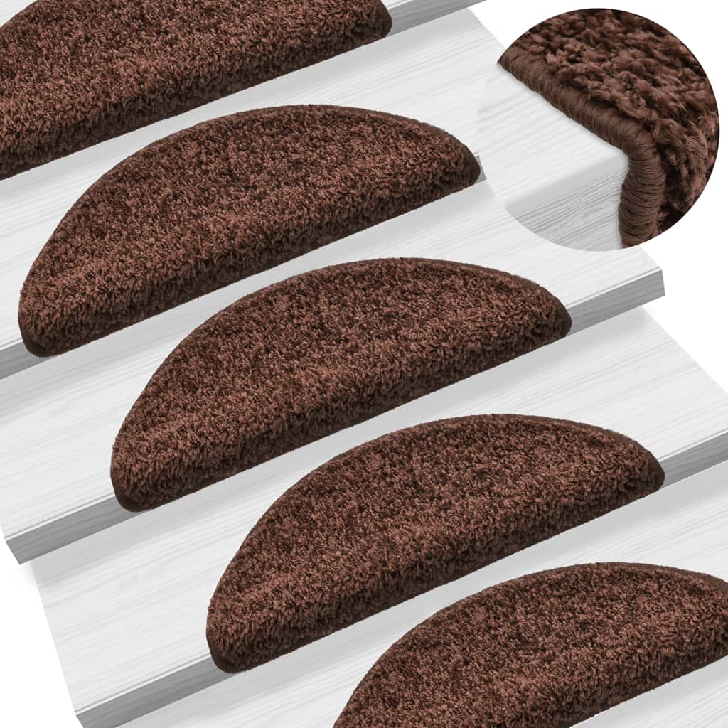 Vidaxl stair mats 10 st 56x17x3 cm brown semi -rounds